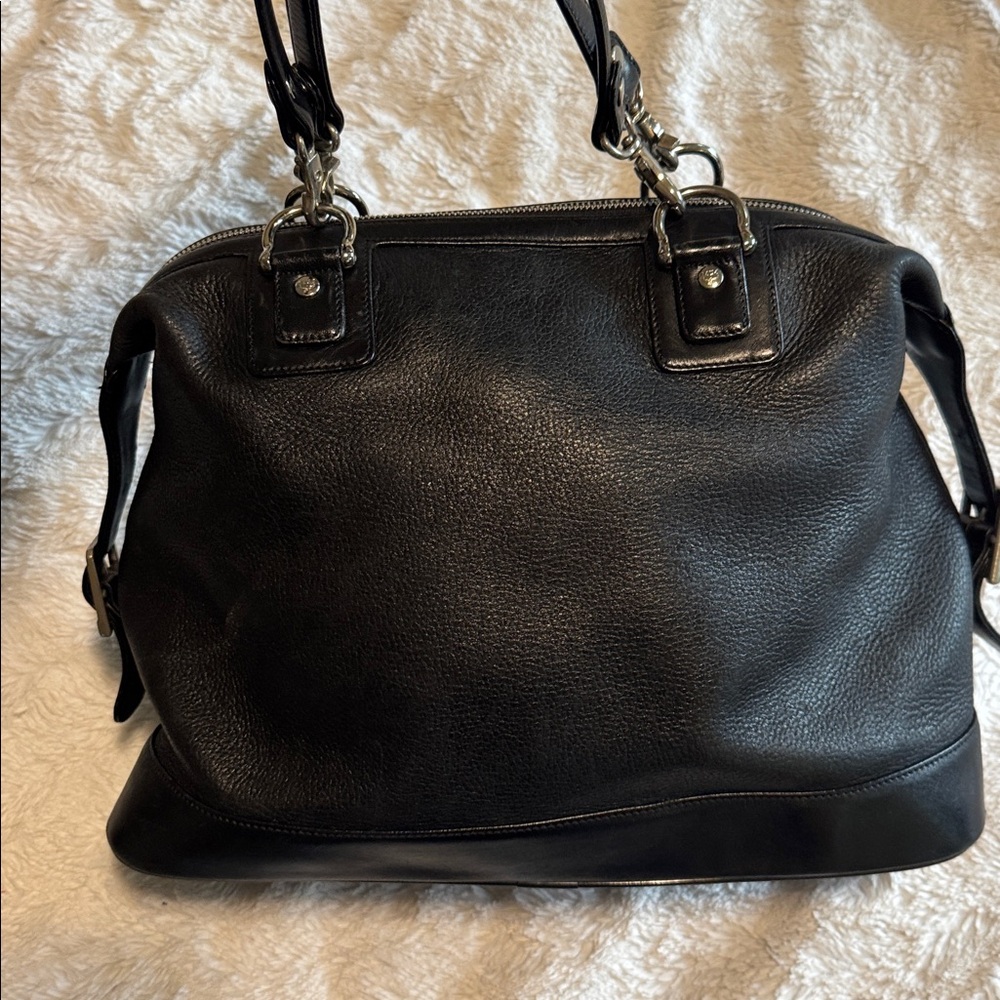 MCM Black Leather Satchel with Silver Hardware Good Used Condition - Picture 5 of 9
